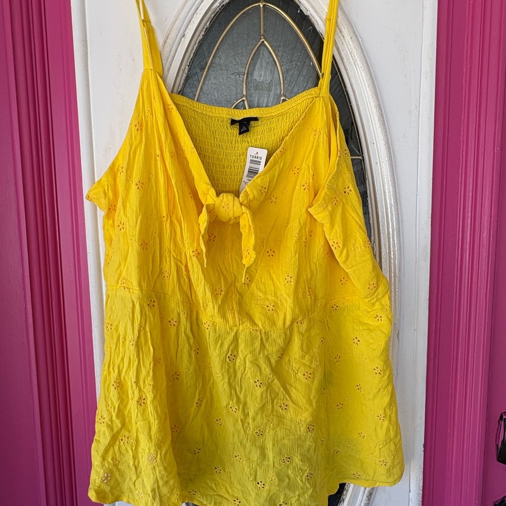 Torrid Yellow eyelet top with Tie Front